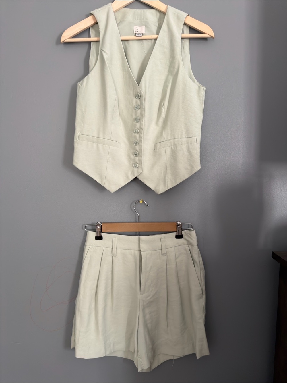 a new day Light Sage Vest & Shorts Two-Piece Set